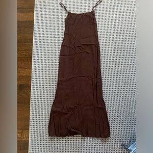 Women’s Brown Slip Dress — Spaghetti Strap Maxi